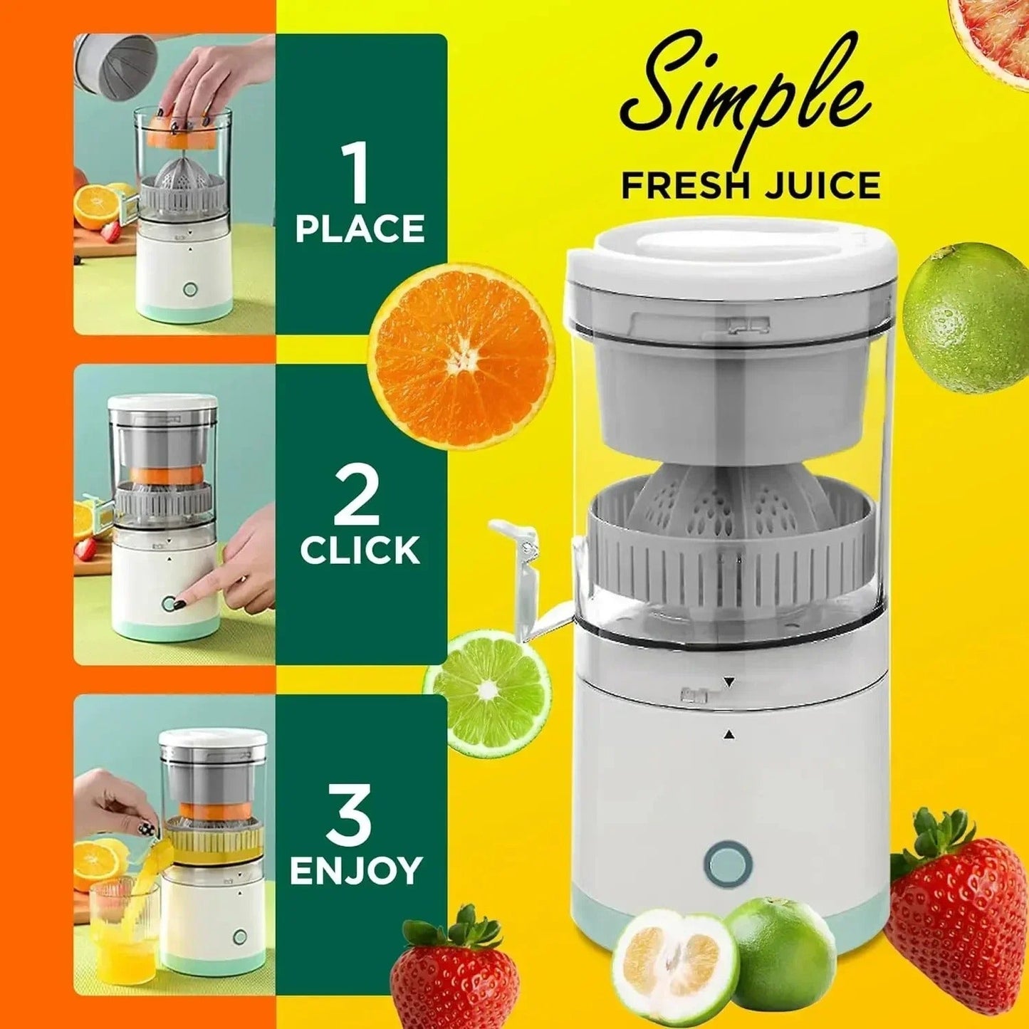 Ultra Compact Electric Fruit Juicer – 300W, Stainless Steel, Travel-Friendly