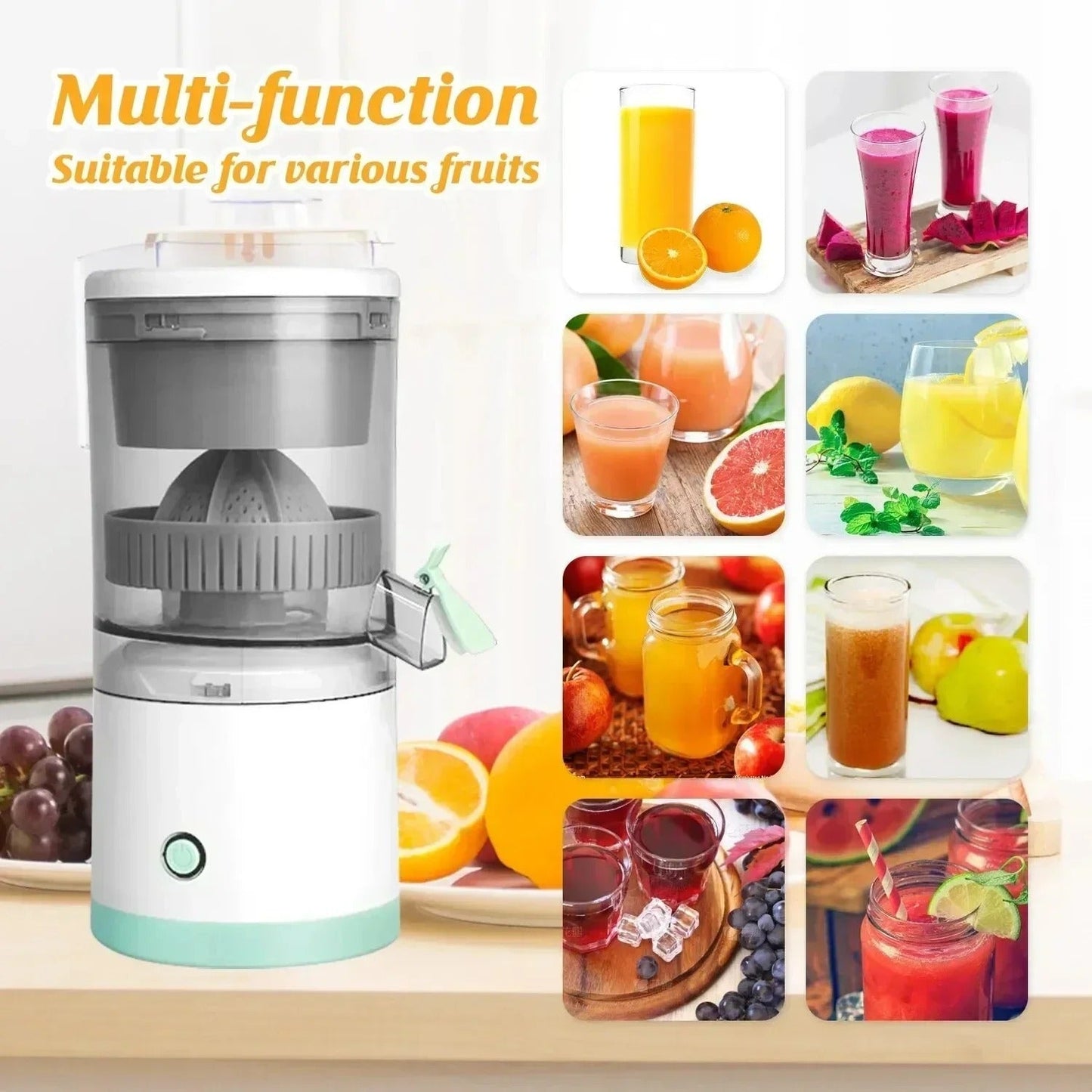 Ultra Compact Electric Fruit Juicer – 300W, Stainless Steel, Travel-Friendly