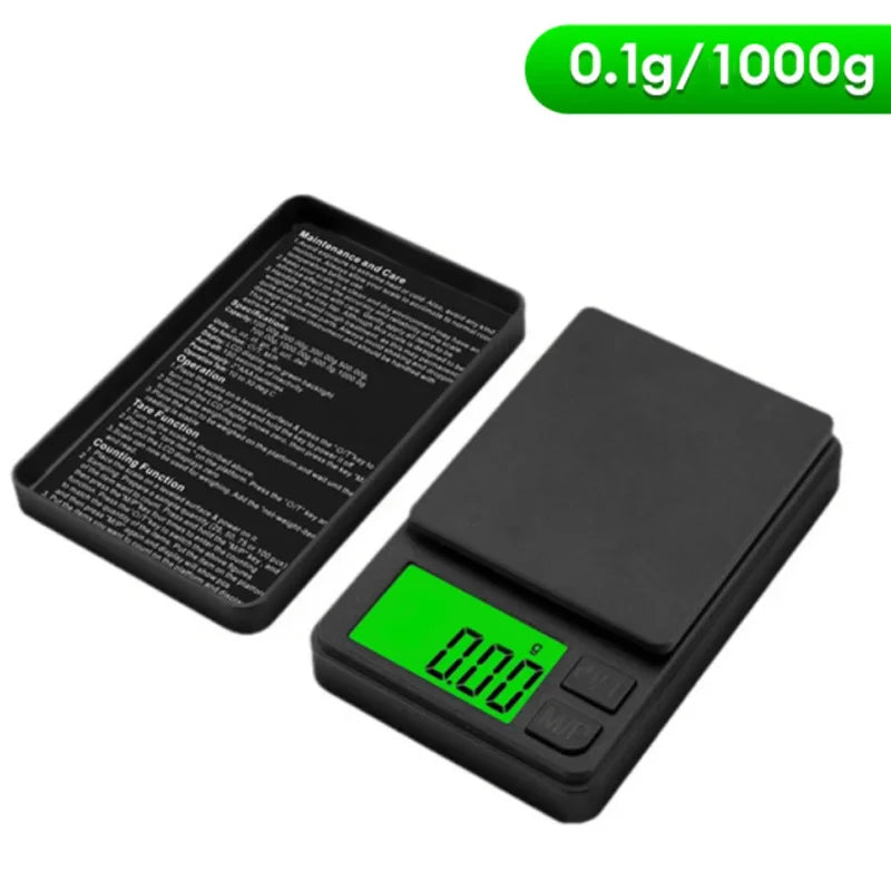 Precision Pro Digital Scale – 1000g Capacity, 0.1g Accuracy, Compact, Black