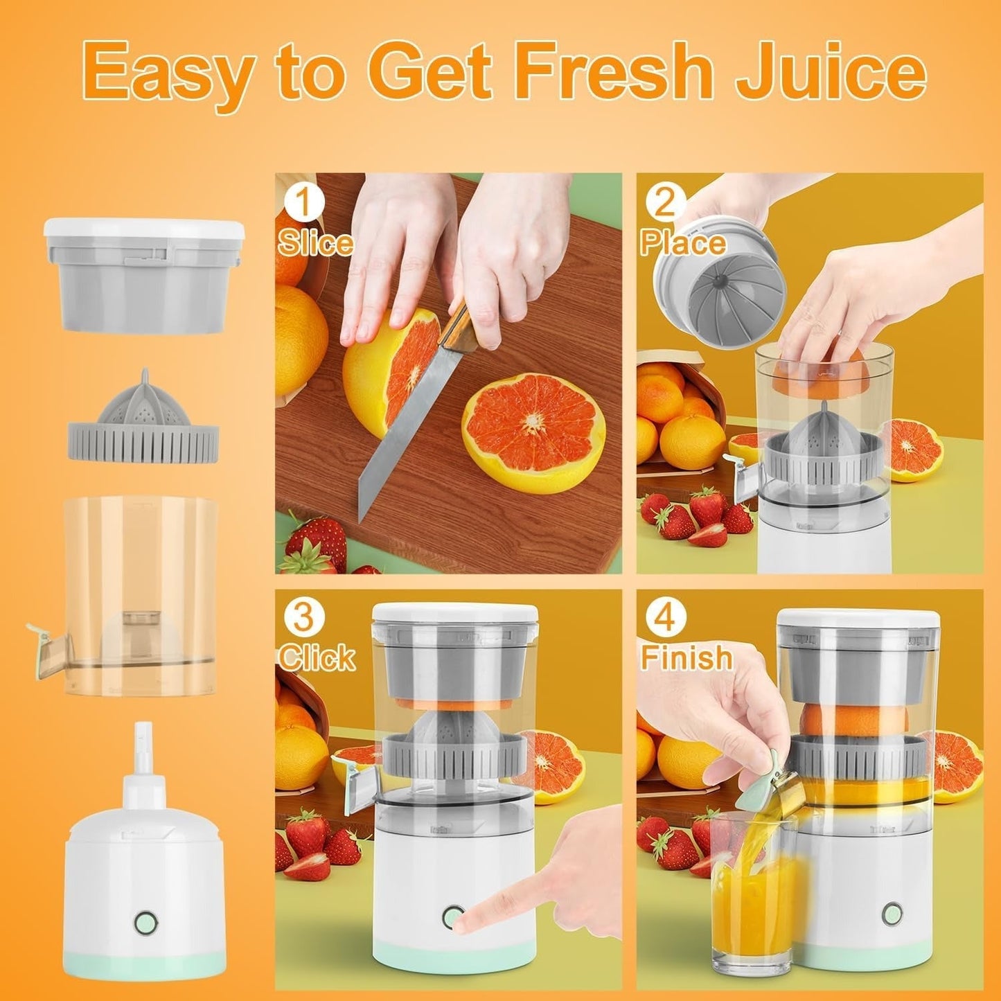 Ultra Compact Electric Fruit Juicer – 300W, Stainless Steel, Travel-Friendly