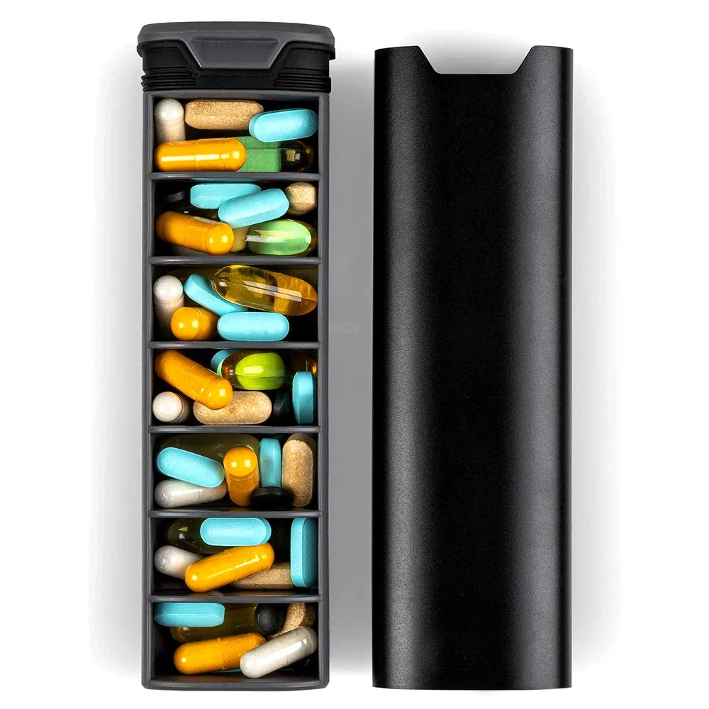 7-Day Pill Case - Organizer Tray, Portable, Compact, for Men/Women, Plastic, Travel Medicine Holder