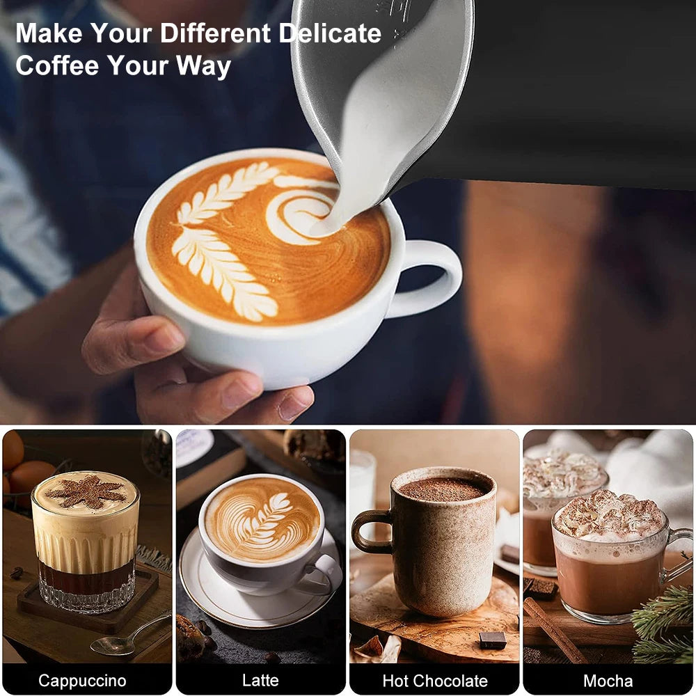 Professional 4-in-1 Electric Milk Frother - Barista Quality Coffee at Home