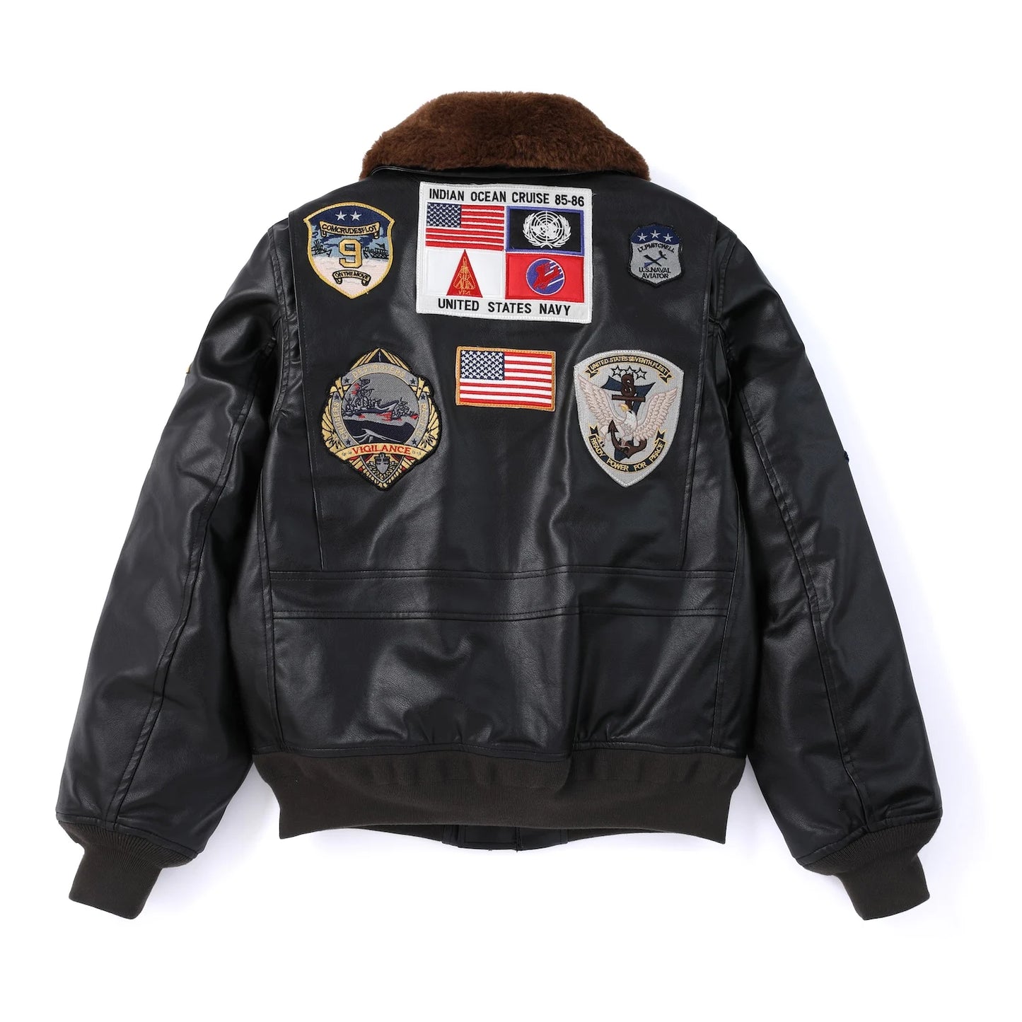 Top Gun G1 Flight Bomber Jacket PU Leather Dark Brown Winter Aviator Coat