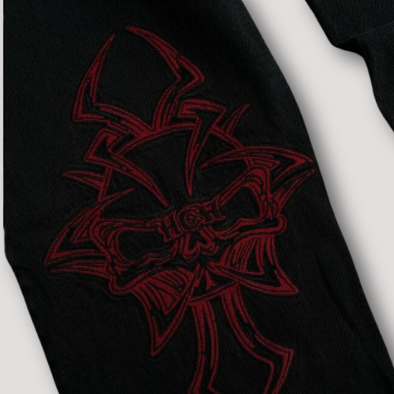 Skull Cross Bones Embroidery Baggy Jeans