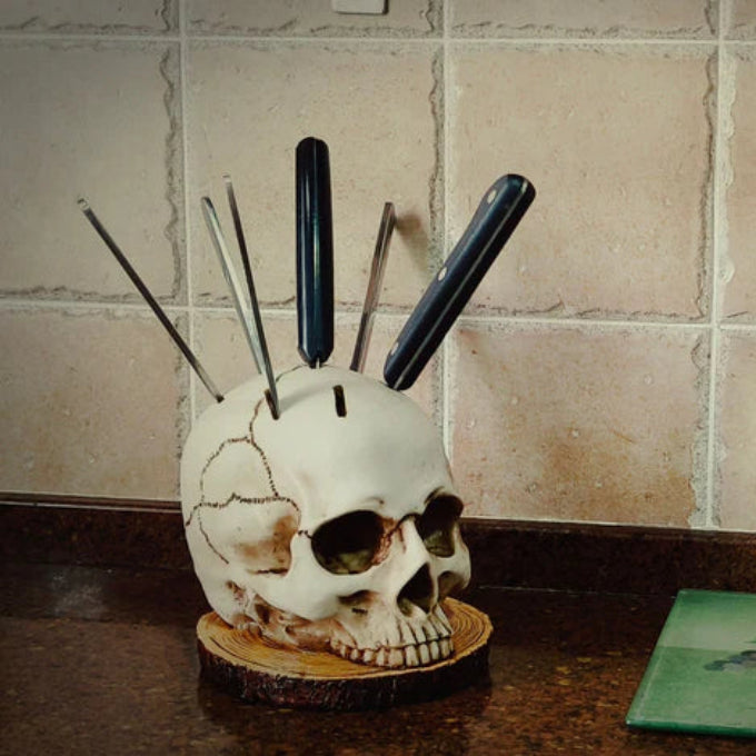 Skull Shape Knife Holder - Kitchen Decor - Spooky Design