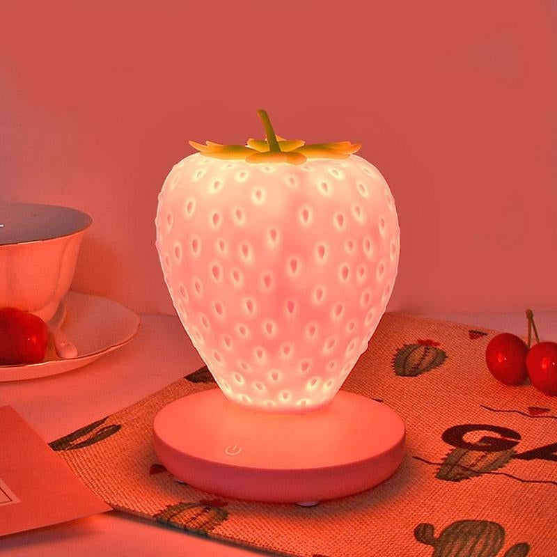 Strawberry Design Bedside Lamp - Wireless Charging - Versatile Use