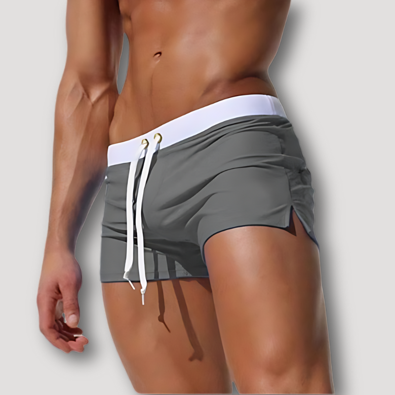 Summer Beachwear Trunks Drawstring Boxer Swim Shorts Men