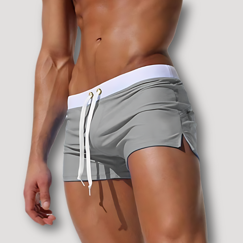 Summer Beachwear Trunks Drawstring Boxer Swim Shorts Men