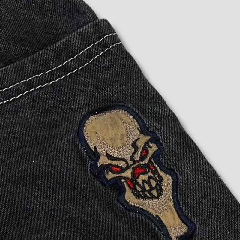 Triple Skull Patchwork Baggy Jeans