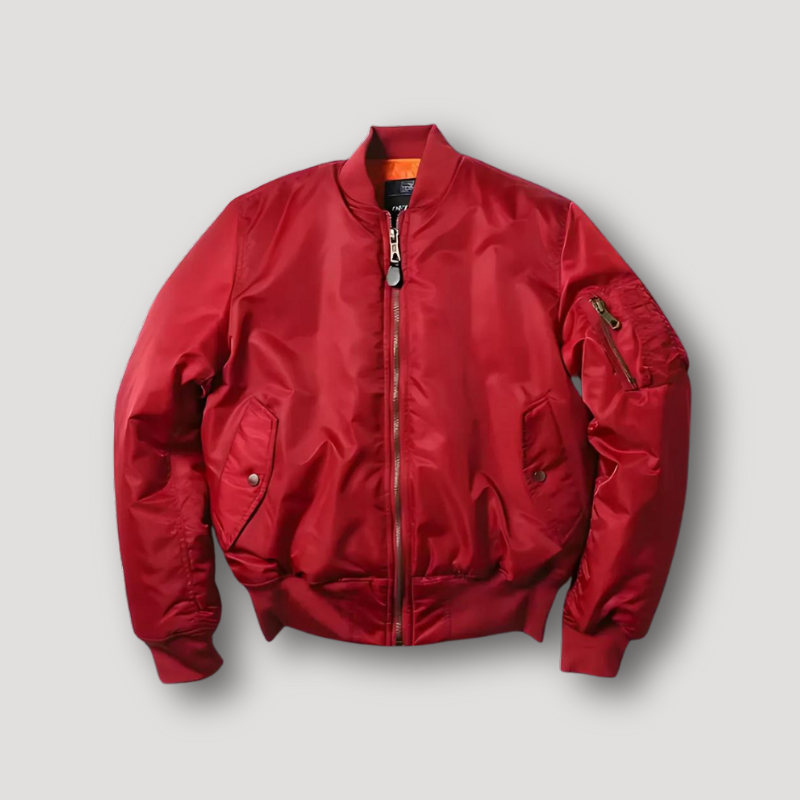 Casual Windbreaker Smooth Shiny Zip Up Bomber Jacket