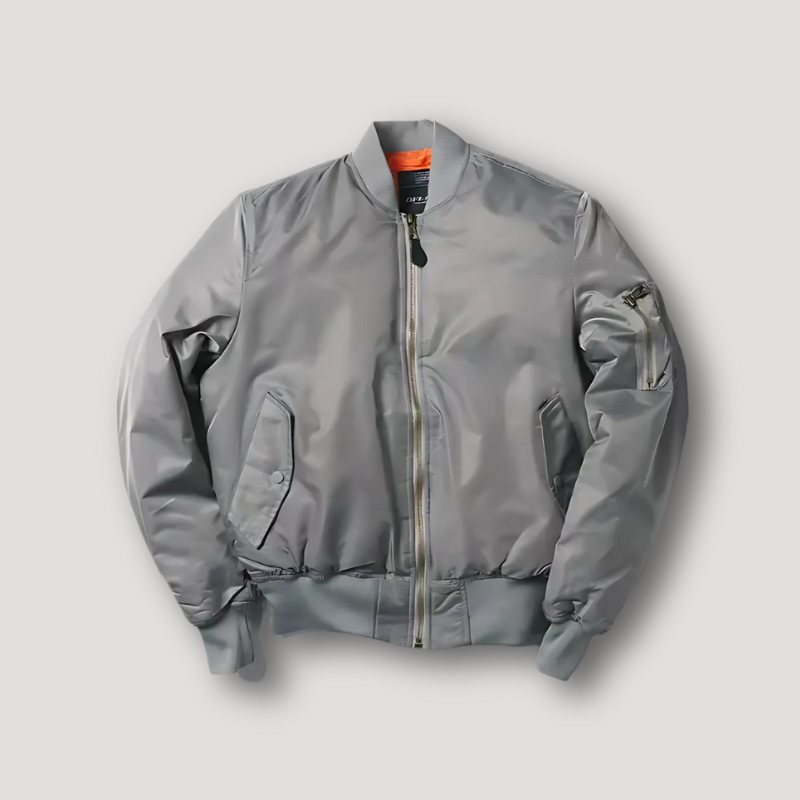 Casual Windbreaker Smooth Shiny Zip Up Bomber Jacket