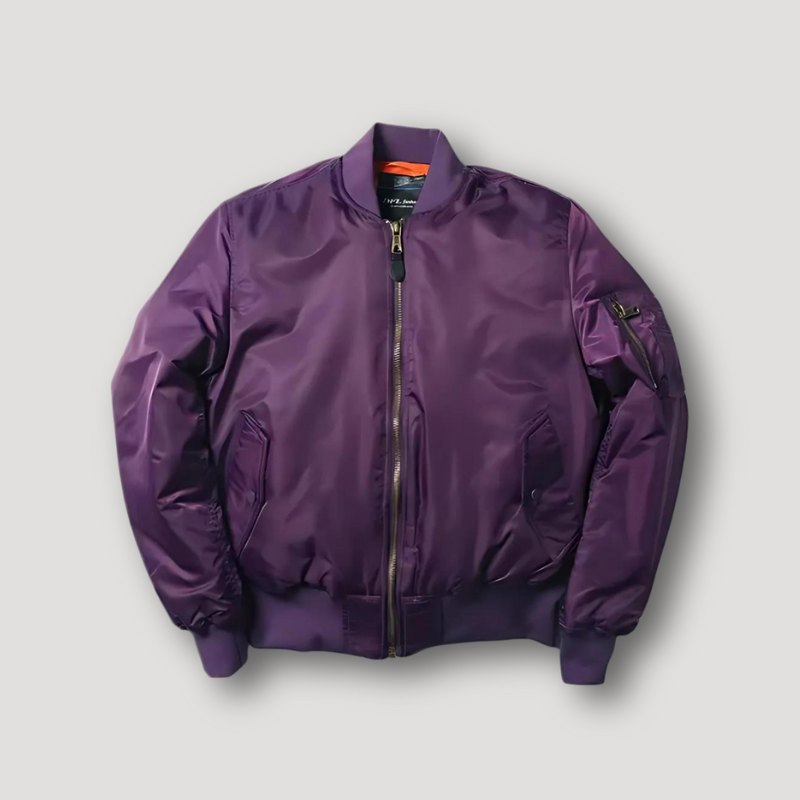 Casual Windbreaker Smooth Shiny Zip Up Bomber Jacket