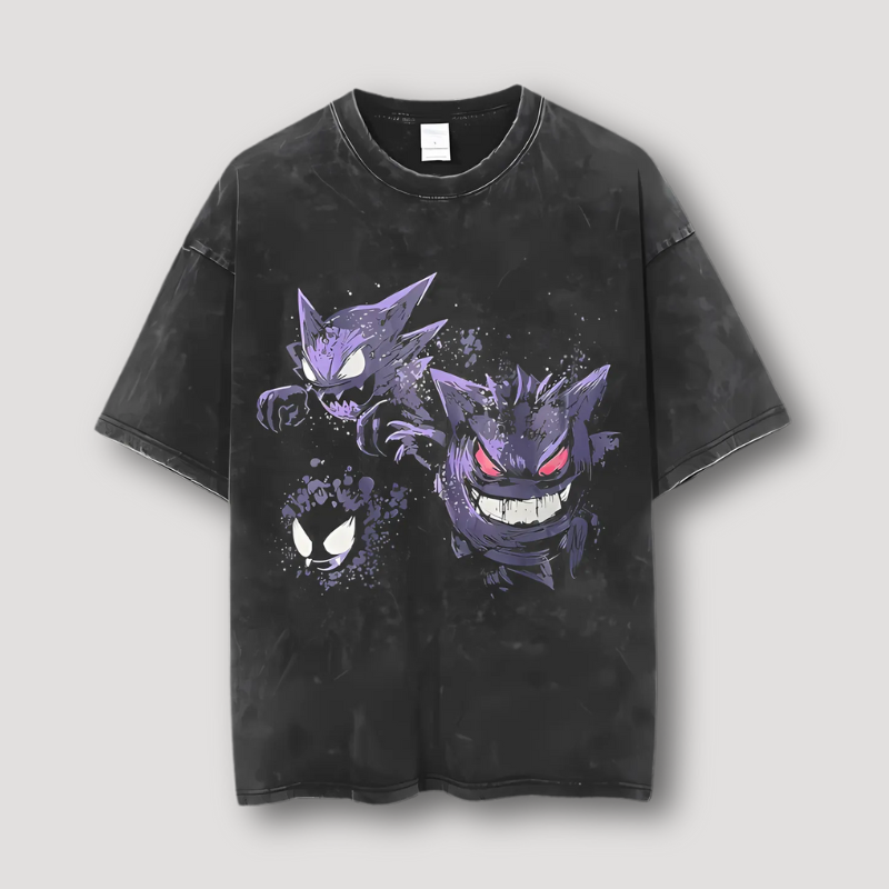 Vintage Washed Gengar Pokemon Oversized Tee Shirts Men