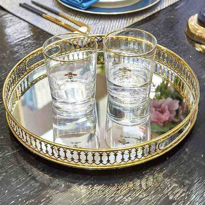 Vintage Mirror Tray - Round Metal - Copper Made