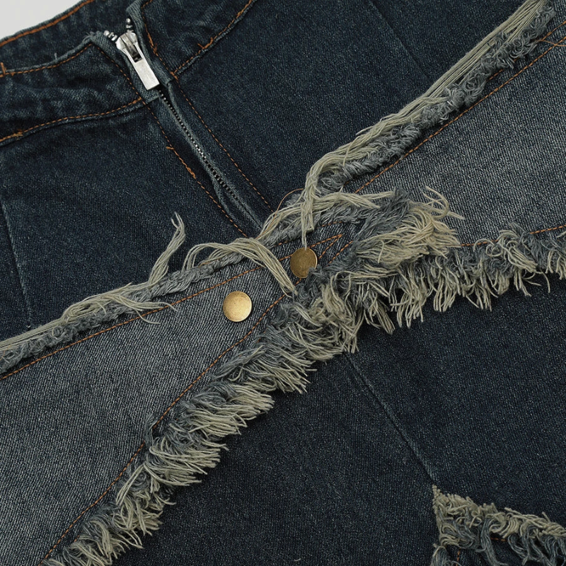Vintage Tassel Star Denim Shorts Men