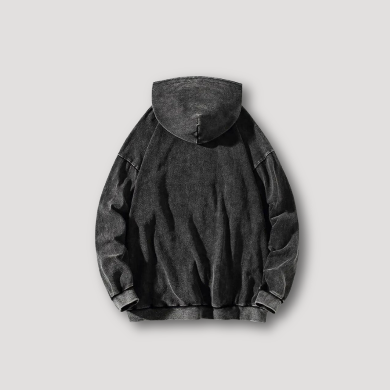 Vintage Black Acid Wash Hoodie Jacket