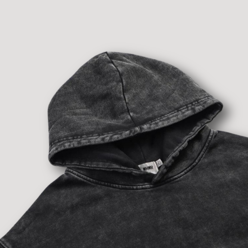 Vintage Black Acid Wash Hoodie Jacket