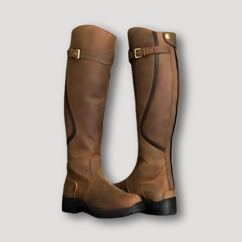 Knee High Buckled Leather Riding Boots Women