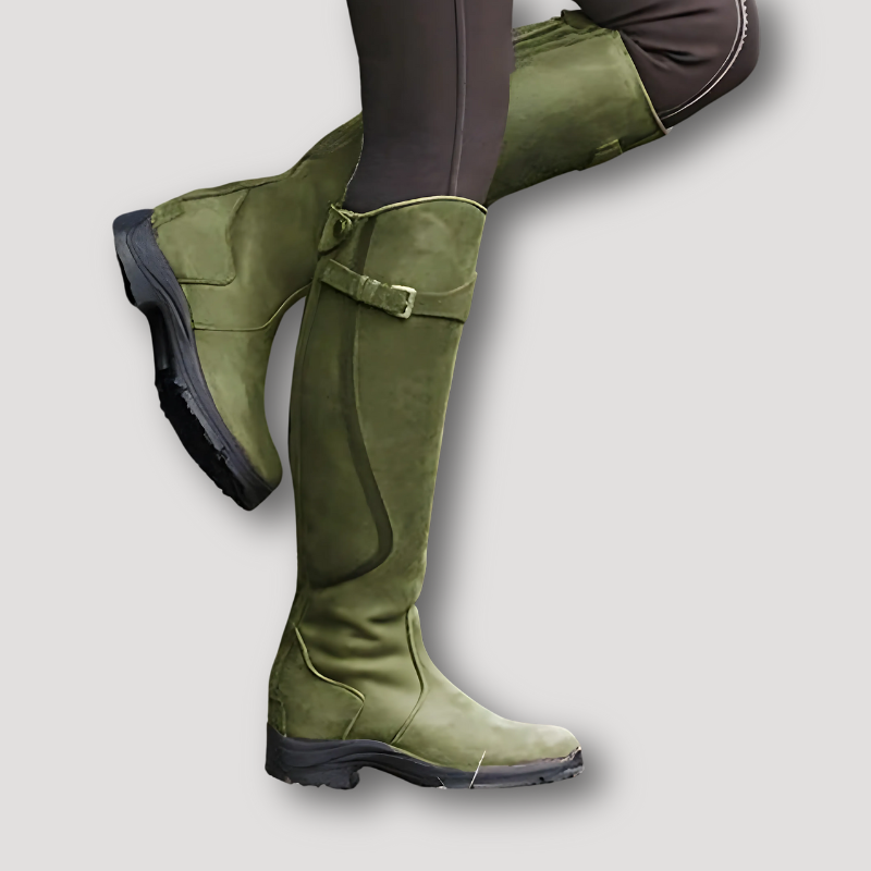 Knee High Buckled Leather Riding Boots Women