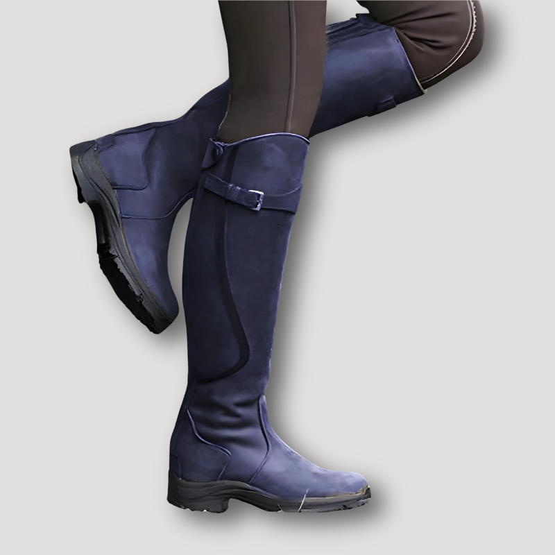 Knee High Buckled Leather Riding Boots Women