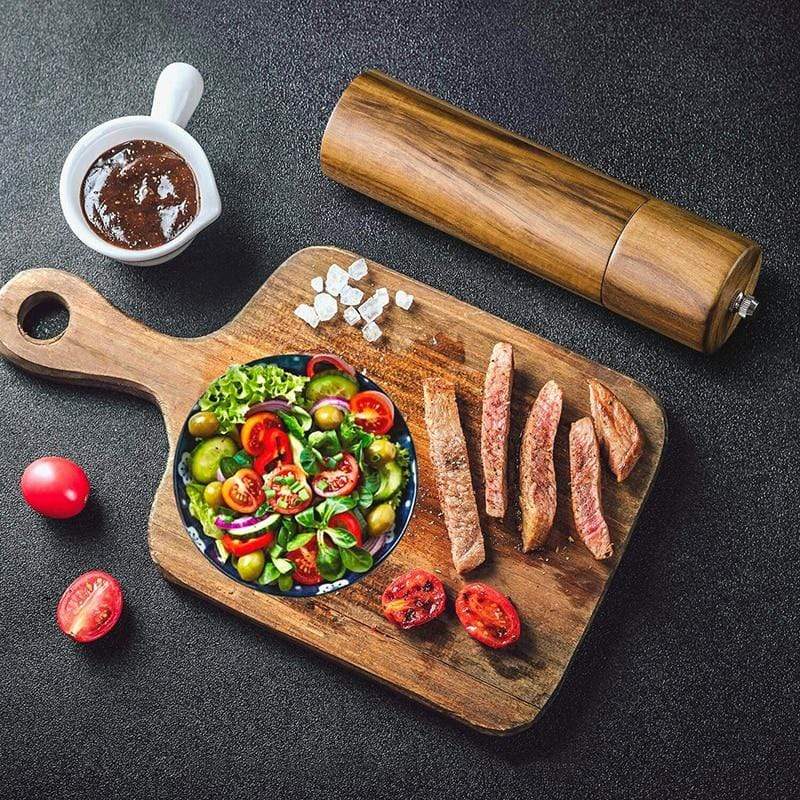 Wood Style Salt And Pepper Grinders - Stylish Functional - Acacia Material