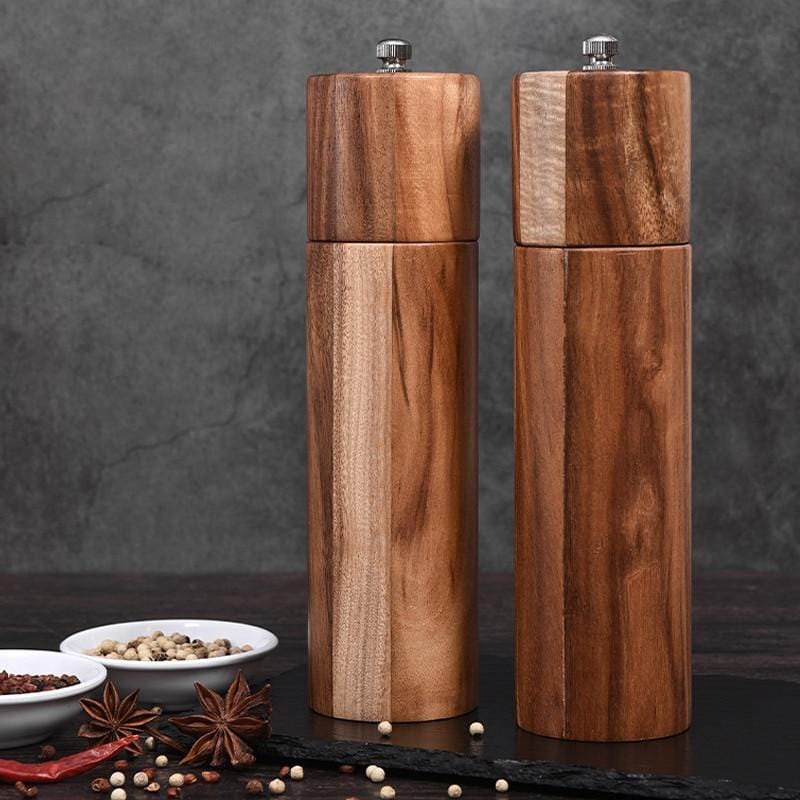 Wood Style Salt And Pepper Grinders - Stylish Functional - Acacia Material
