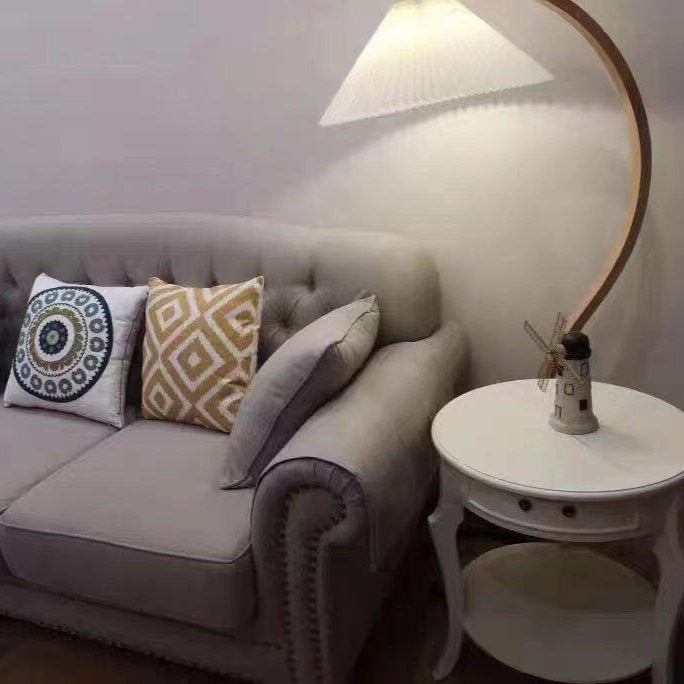 Wooden Style Floor Lamp - Foot Switch - Led Bulb
