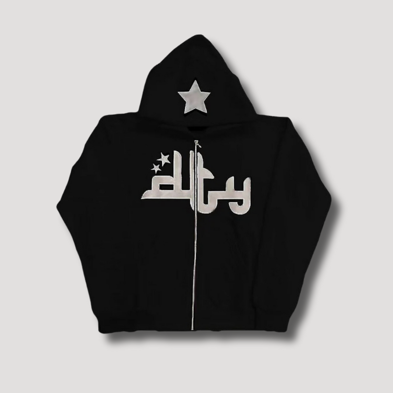 Star Zip Up Hoodie Streetwear