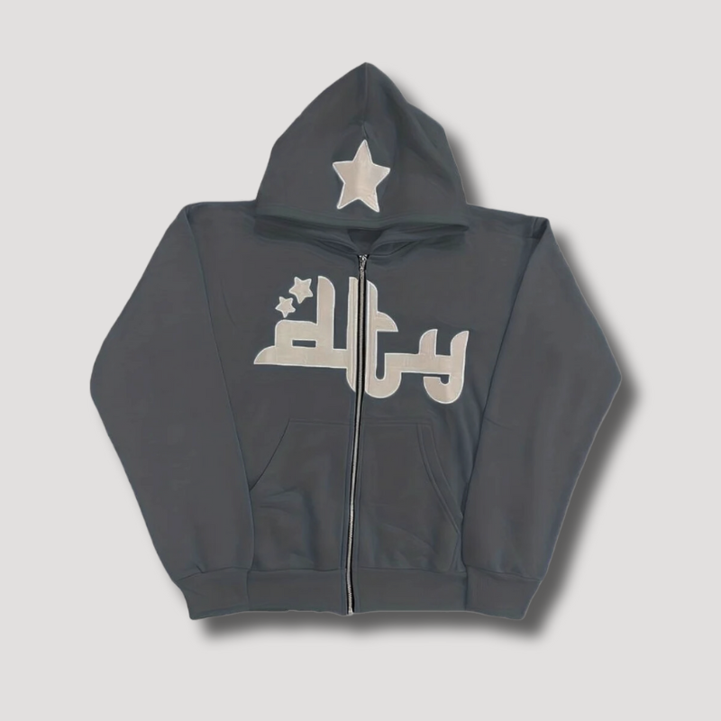 Star Zip Up Hoodie Streetwear