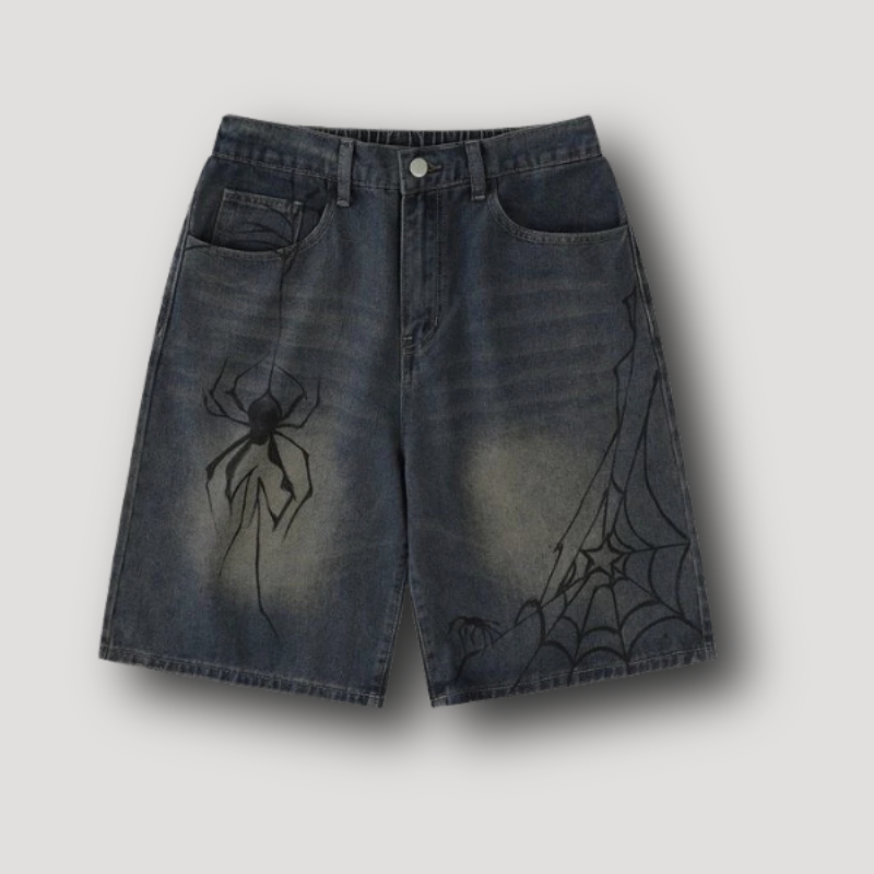 Y2k Spider Denim Shorts - Spider Punk