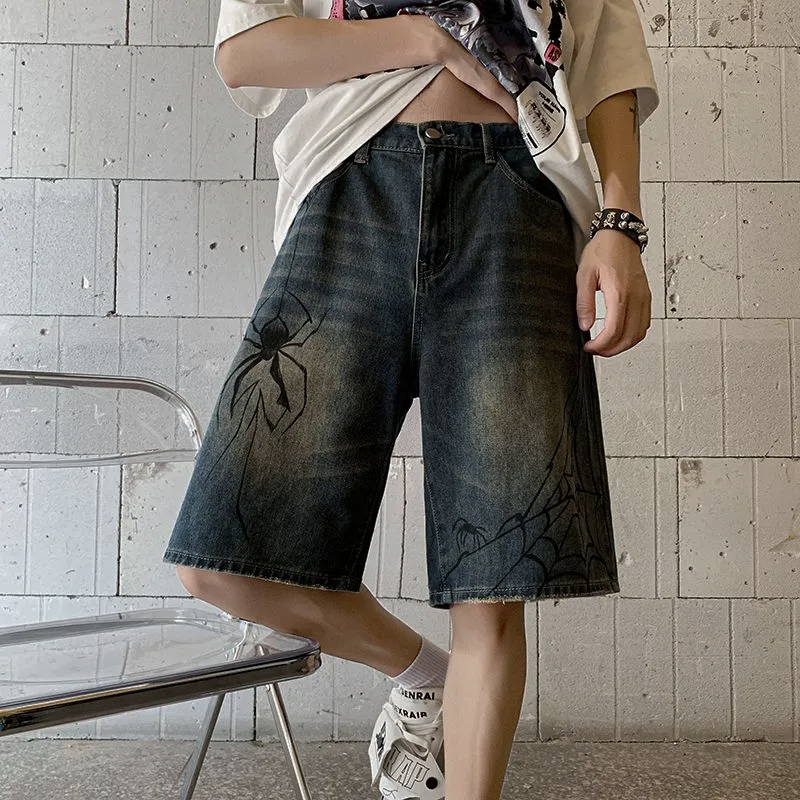 Y2k Spider Denim Shorts - Spider Punk