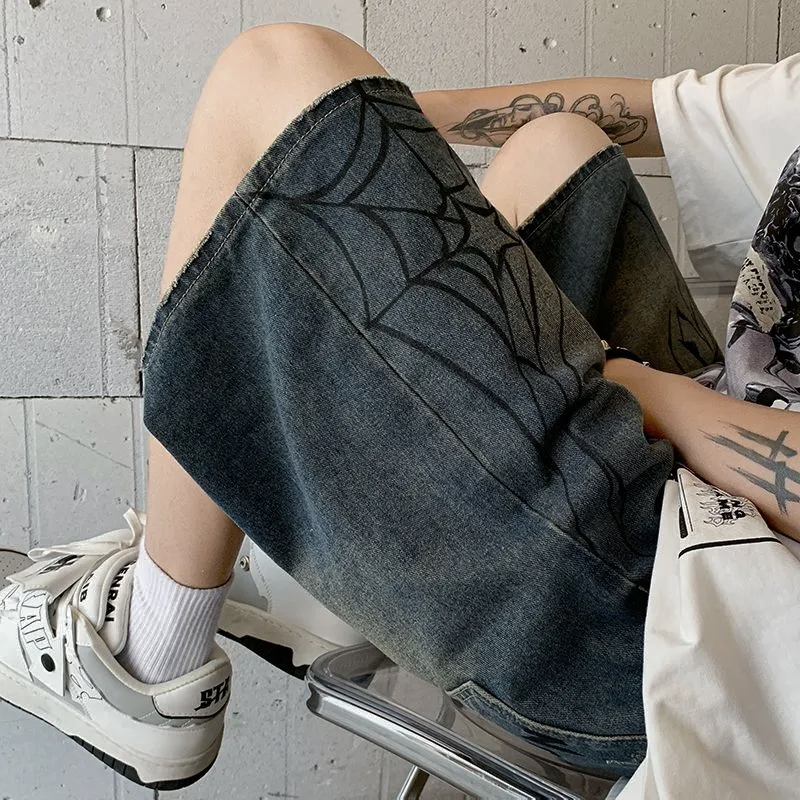 Y2k Spider Denim Shorts - Spider Punk