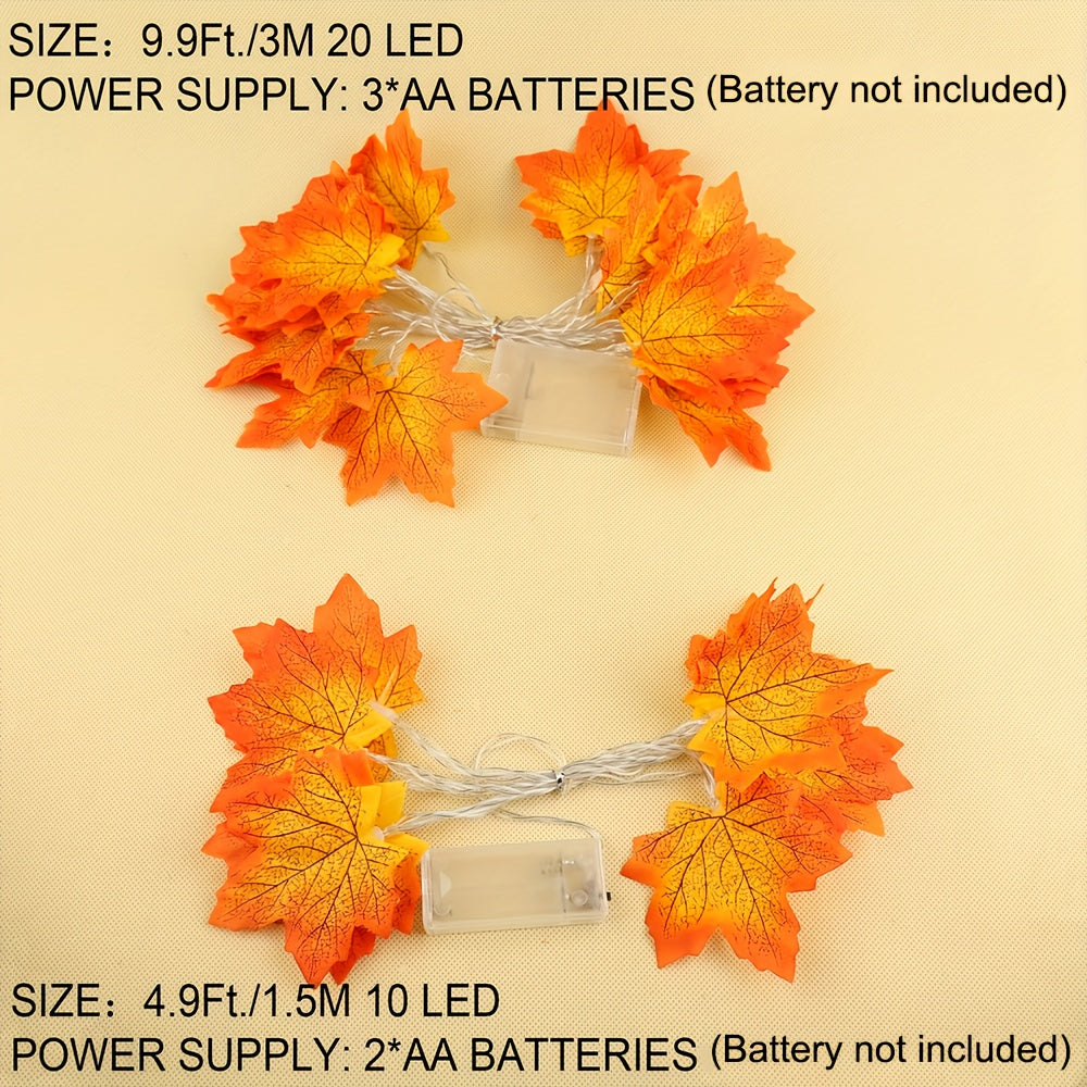 LED Maple Leaf Fairy Lights – Autumn Decoration – Battery Powered – Indoor Seasonal String Lights