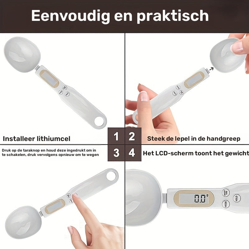 Digital Spoon Kitchen Scale – 500g Capacity - 0.1g Accuracy - LCD Display