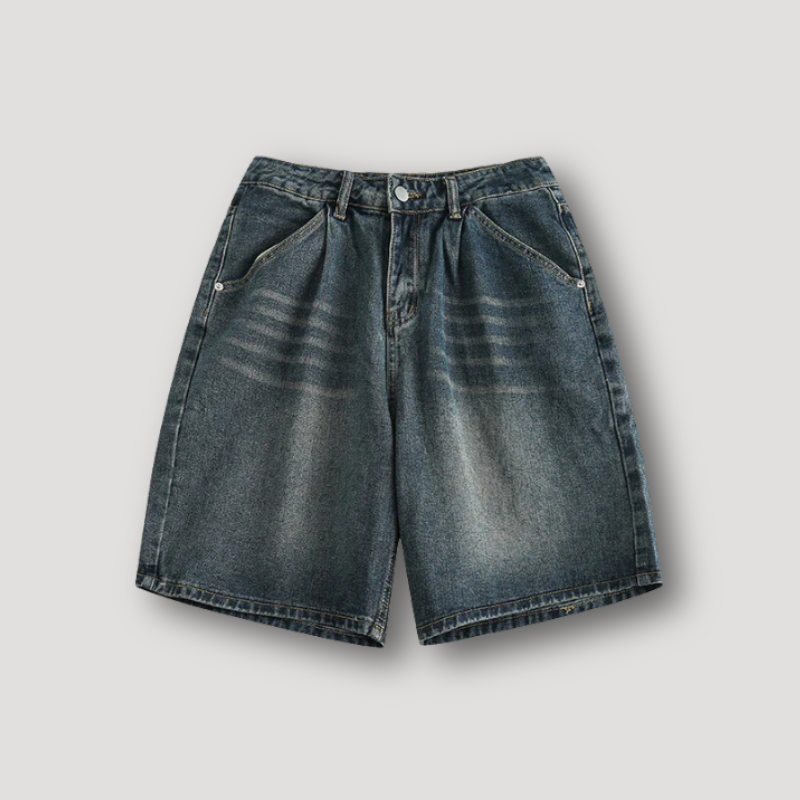 Retro Vintage Washed Baggy Denim Shorts