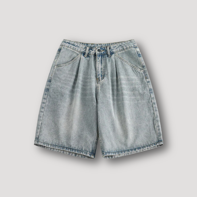 Retro Vintage Washed Baggy Denim Shorts