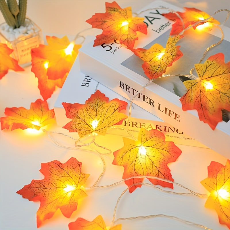 LED Maple Leaf Fairy Lights – Autumn Decoration – Battery Powered – Indoor Seasonal String Lights