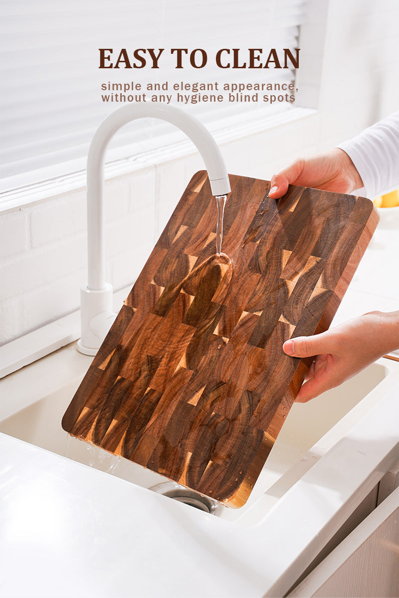 Acacia End Grain Cutting Board – 2.5cm Thick, Built-In Handles, 390x275mm