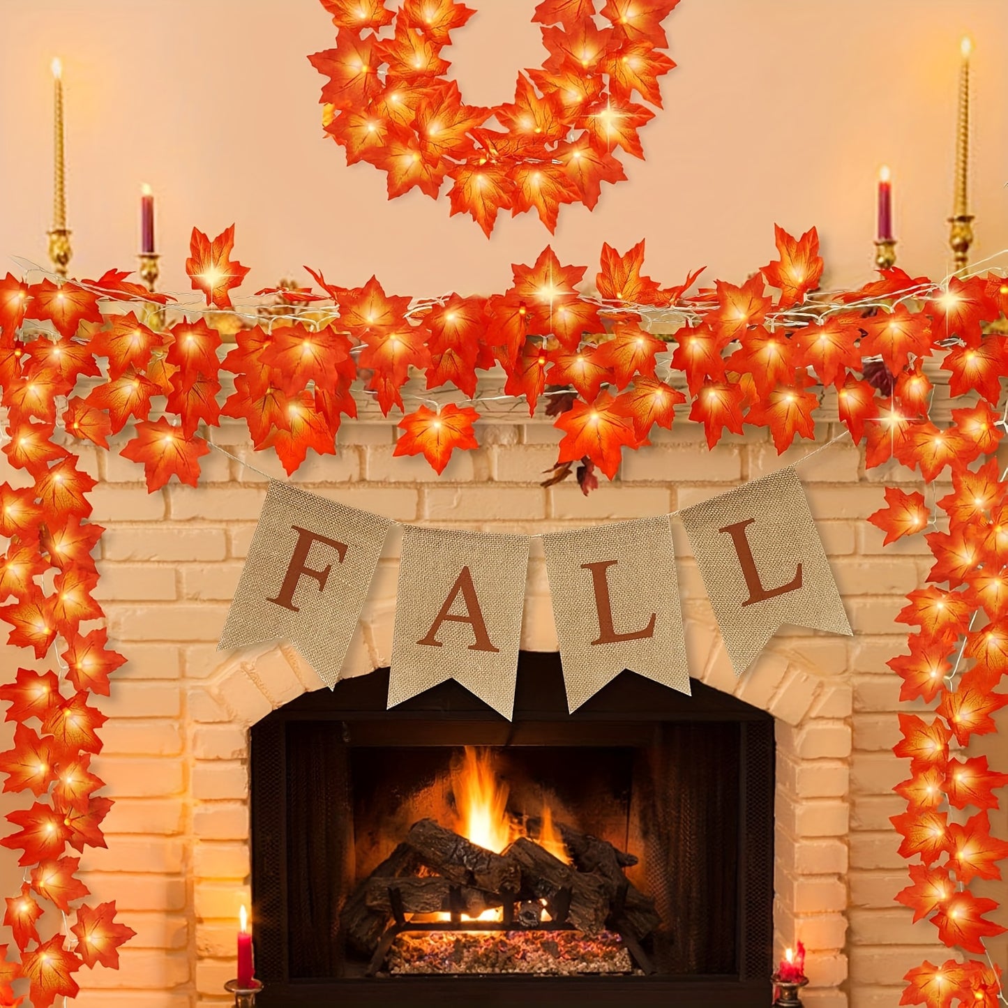 LED Maple Leaf Fairy Lights – Autumn Decoration – Battery Powered – Indoor Seasonal String Lights