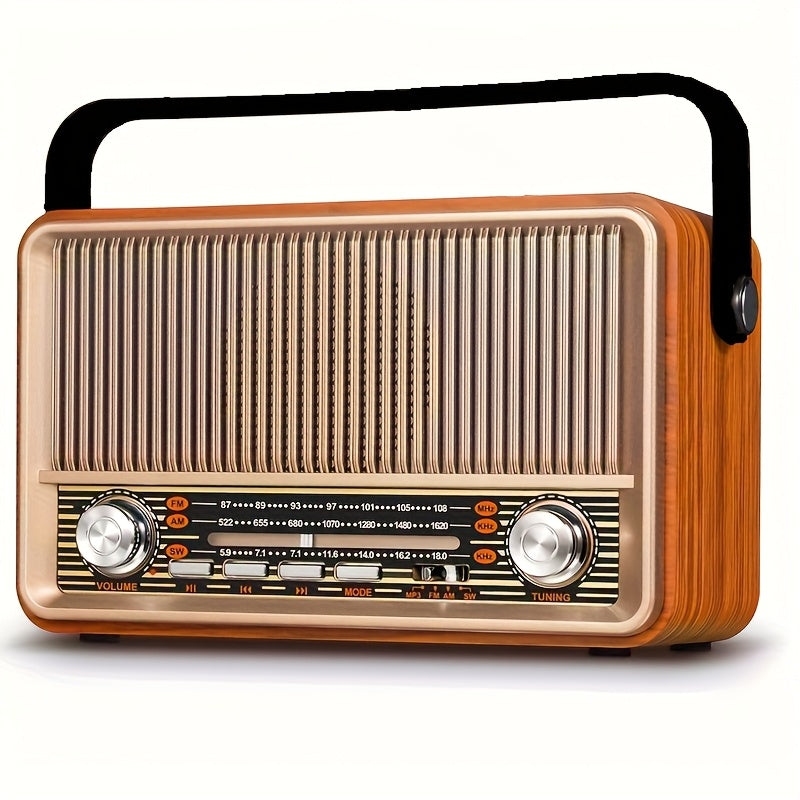 Retro Wireless Radio – FM/AM/Shortwave – Portable Transistor – AUX/TF/USB Playback – Rechargeable Battery – Classic Durable Design