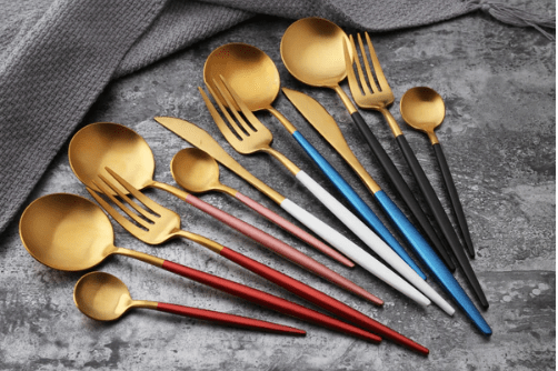 Luxury Cutlery Set – Stainless Steel Gold & Silver – 24 Pieces – Elegant Dining Flatware