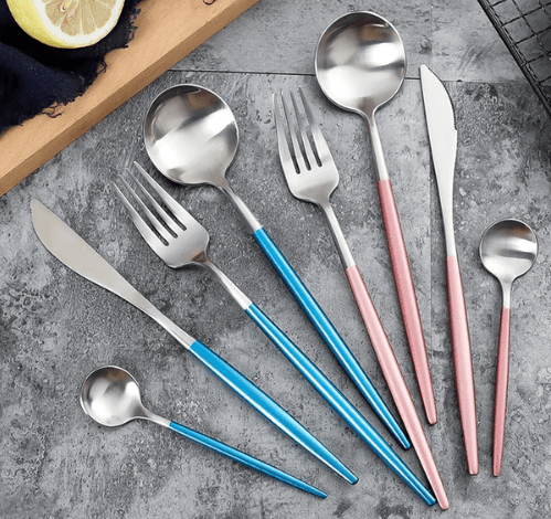 Luxury Cutlery Set – Stainless Steel Gold & Silver – 24 Pieces – Elegant Dining Flatware