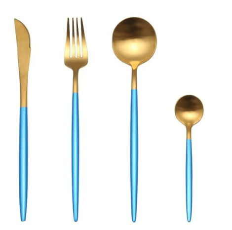 Luxury Cutlery Set – Stainless Steel Gold & Silver – 24 Pieces – Elegant Dining Flatware