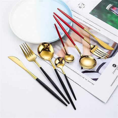 Luxury Cutlery Set – Stainless Steel Gold & Silver – 24 Pieces – Elegant Dining Flatware
