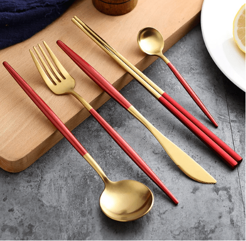 Luxury Cutlery Set – Stainless Steel Gold & Silver – 24 Pieces – Elegant Dining Flatware