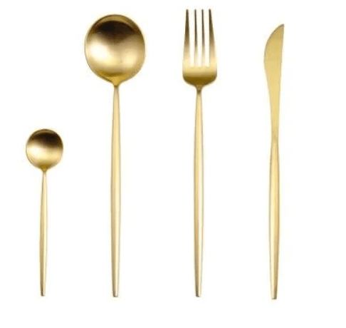 Luxury Cutlery Set – Stainless Steel Gold & Silver – 24 Pieces – Elegant Dining Flatware