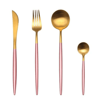 Luxury Cutlery Set – Stainless Steel Gold & Silver – 24 Pieces – Elegant Dining Flatware