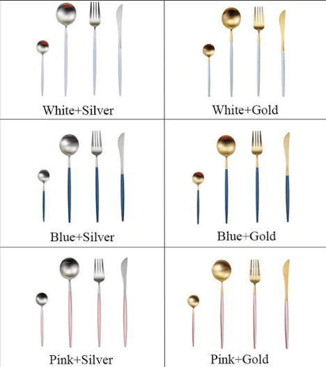 Luxury Cutlery Set – Stainless Steel Gold & Silver – 24 Pieces – Elegant Dining Flatware