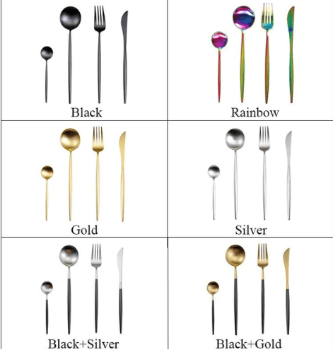 Luxury Cutlery Set – Stainless Steel Gold & Silver – 24 Pieces – Elegant Dining Flatware
