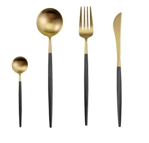 Luxury Cutlery Set – Stainless Steel Gold & Silver – 24 Pieces – Elegant Dining Flatware